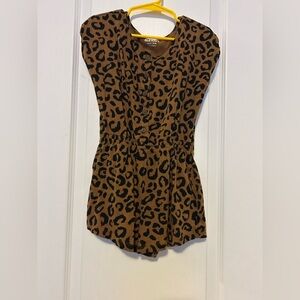 Old Navy Brown and Black Leopard Print Girls' Romper
